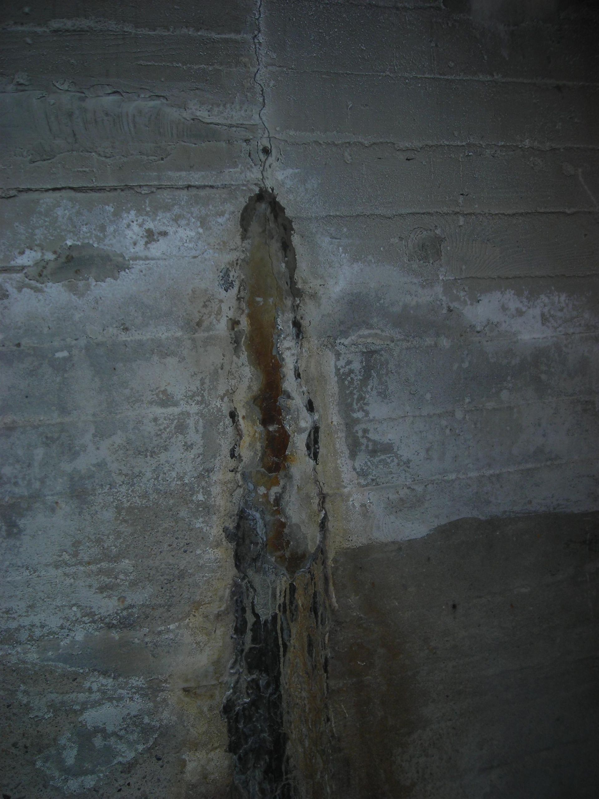 stock leak in crack in basement